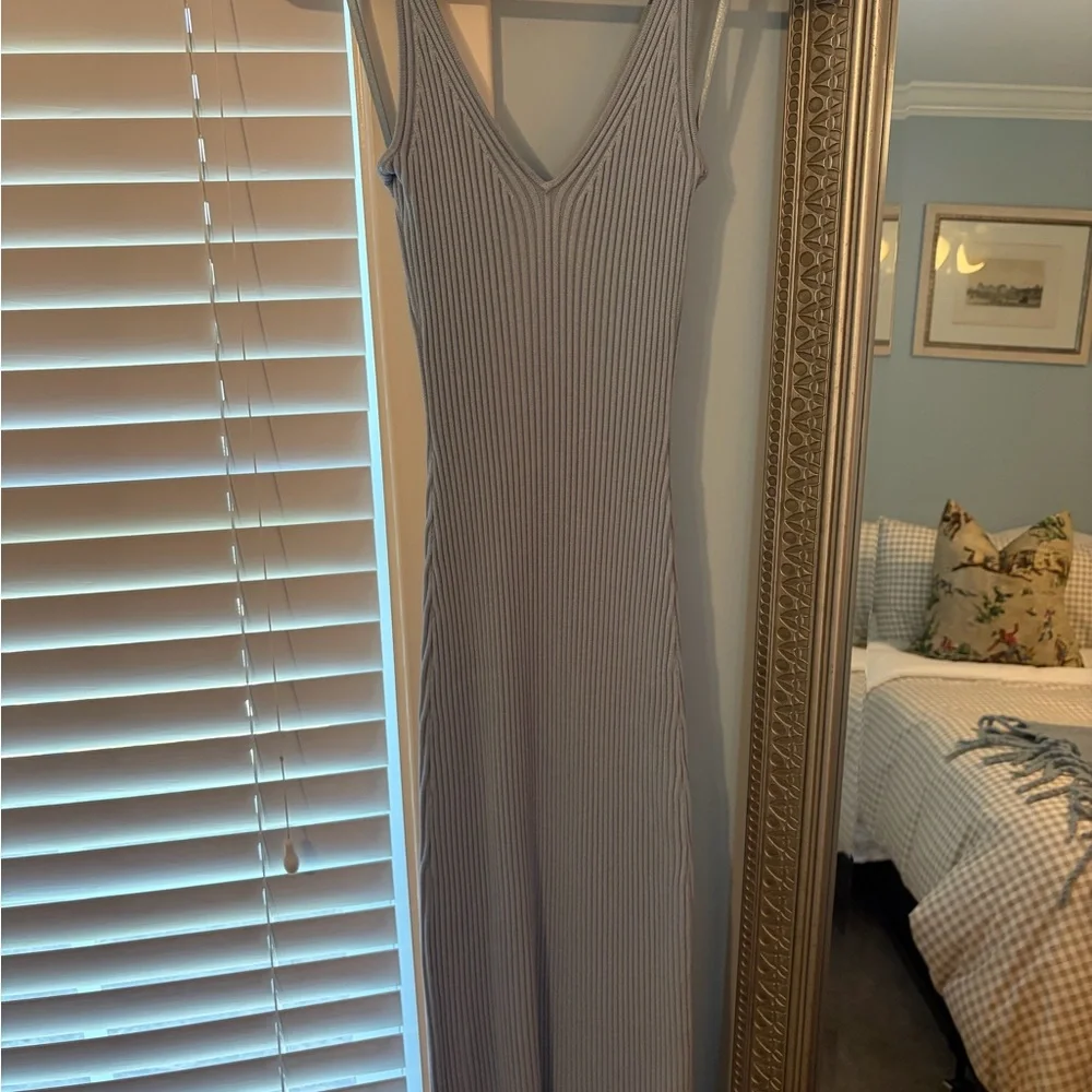 NWT Abercrombie Ribbed V-Neck Sleeveless Maxi Dress in Light Blue